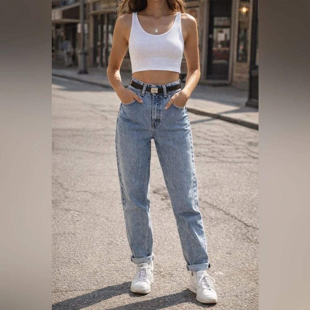 Vintage calvin klein mom jeans high rise straight leg 90s blue